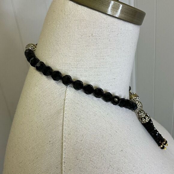Heidi Daus Endless Possibilities Necklace Black Enamel Crystals Statement - Picture 4 of 5